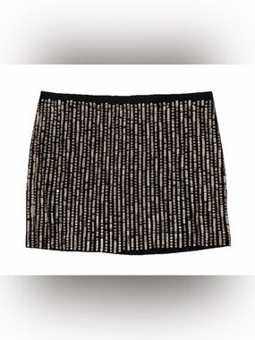 NWT Theory Rickena Black Sequin Silk Mini Skirt Size 10